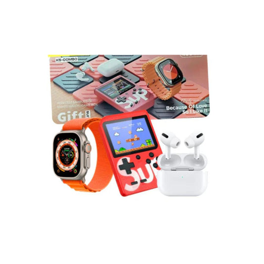 Combo K5 audífonos bluetooth - reloj smartwatch - mini consola de juegos