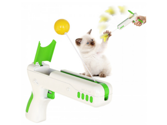 Juguete Interactivo Mascotas Para Gatos Con Pluma Bola Gato Caña Caza - VERDE